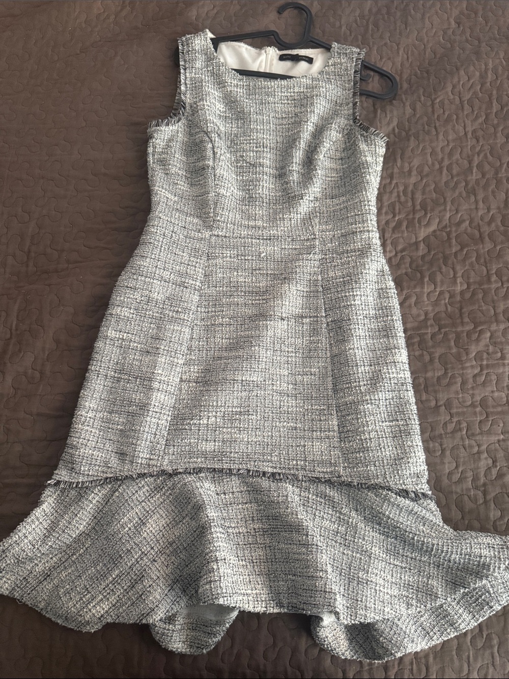 Banana Republic Sleeveless Gray Tweed High-Low Dress